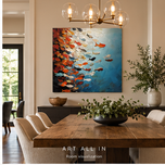 School of Motion — Orange & Blue Fish Impasto Art