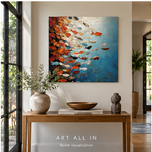 School of Motion — Orange & Blue Fish Impasto Art