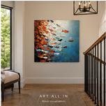 School of Motion — Orange & Blue Fish Impasto Art