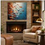 School of Motion — Orange & Blue Fish Impasto Art
