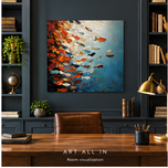 School of Motion — Orange & Blue Fish Impasto Art