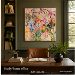 Spring Reverie — Pink & Green Floral Abstract Art