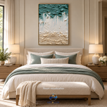 Tactile Movement — Teal & Ivory Textured Color Abstract Wall Art