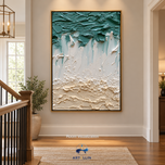 Tactile Movement — Teal & Ivory Textured Color Abstract Wall Art